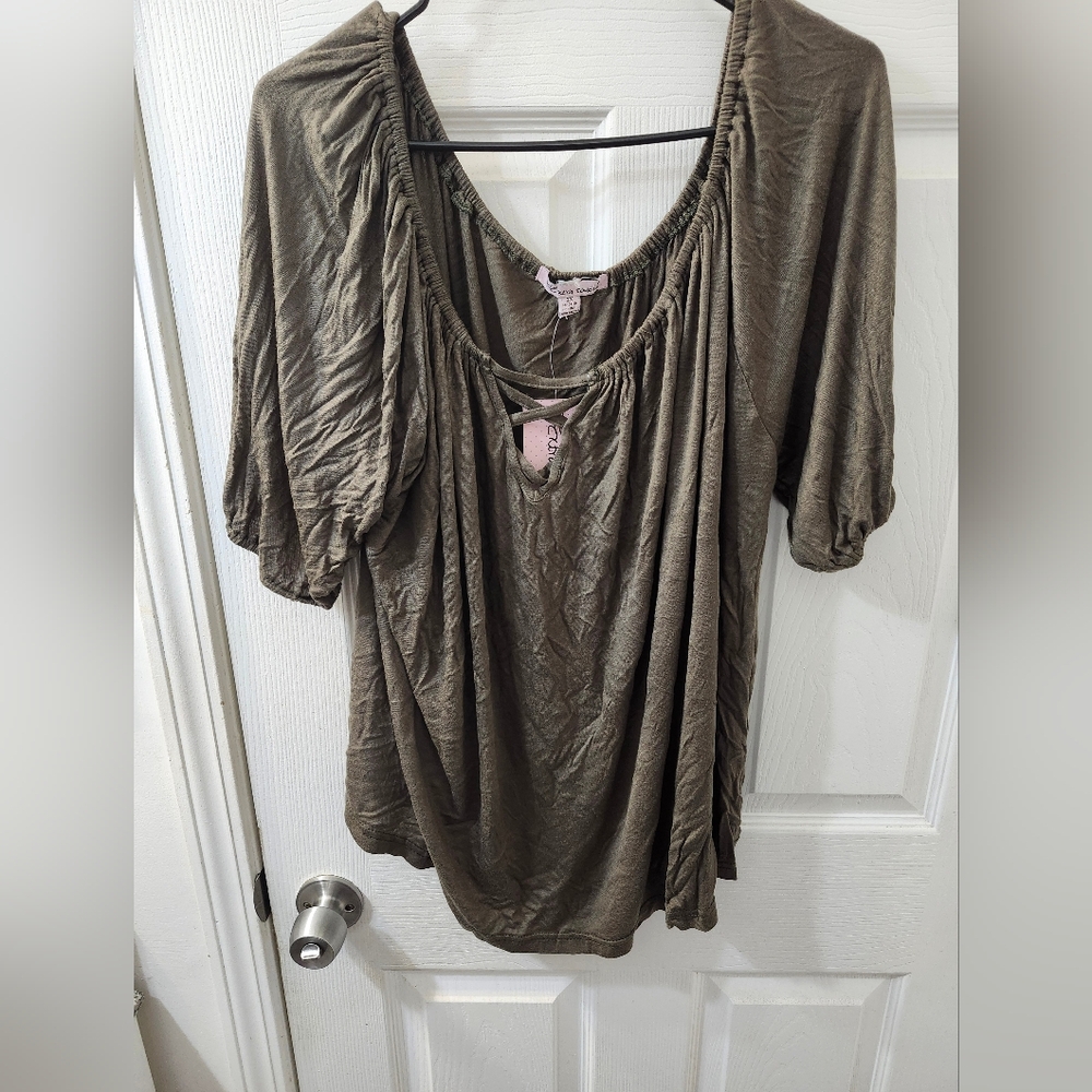 Extra Touch Khaki Blouse